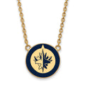Sterling Silver Gold-plated NHL LogoArt Winnipeg Jets Large Enameled Pendant 18 inch Necklace