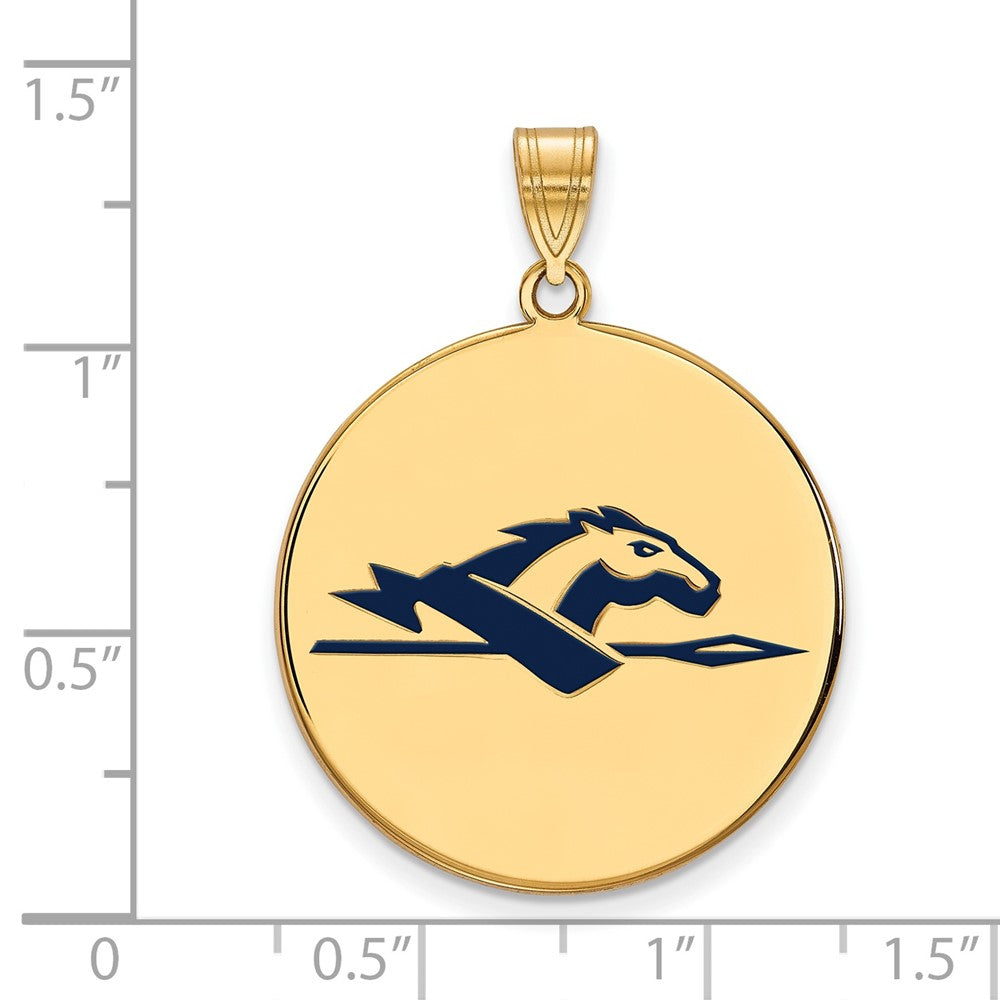 Sterling Silver Gold-plated LogoArt Longwood University Horse Extra Large Enameled Disc Pendant