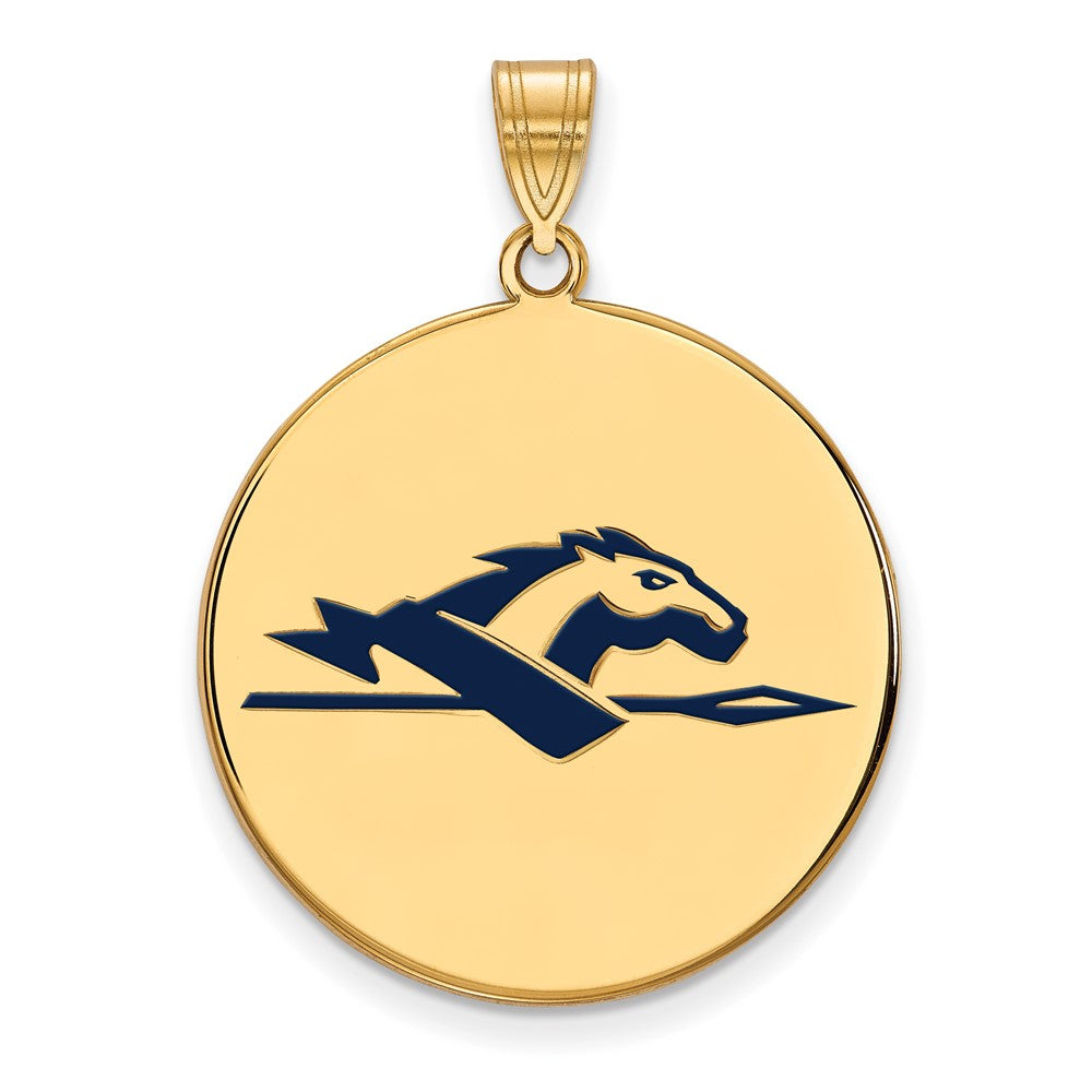 Sterling Silver Gold-plated LogoArt Longwood University Horse Extra Large Enameled Disc Pendant