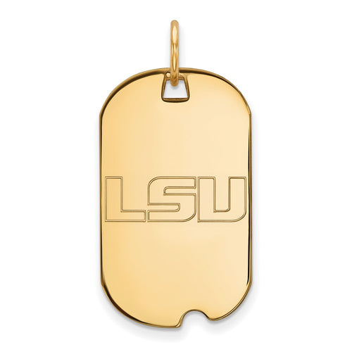 10k Gold LogoArt Louisiana State University L-S-U Small Dog Tag Pendant