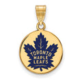 Sterling Silver Gold-plated NHL LogoArt Toronto Maple Leafs Med Enameled Disc Pendant