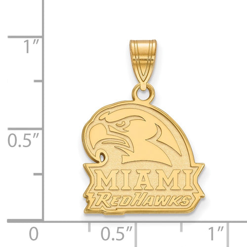 10k Gold LogoArt Miami University Ohio Redhawks Medium Pendant