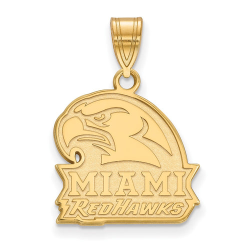 10k Gold LogoArt Miami University Ohio Redhawks Medium Pendant