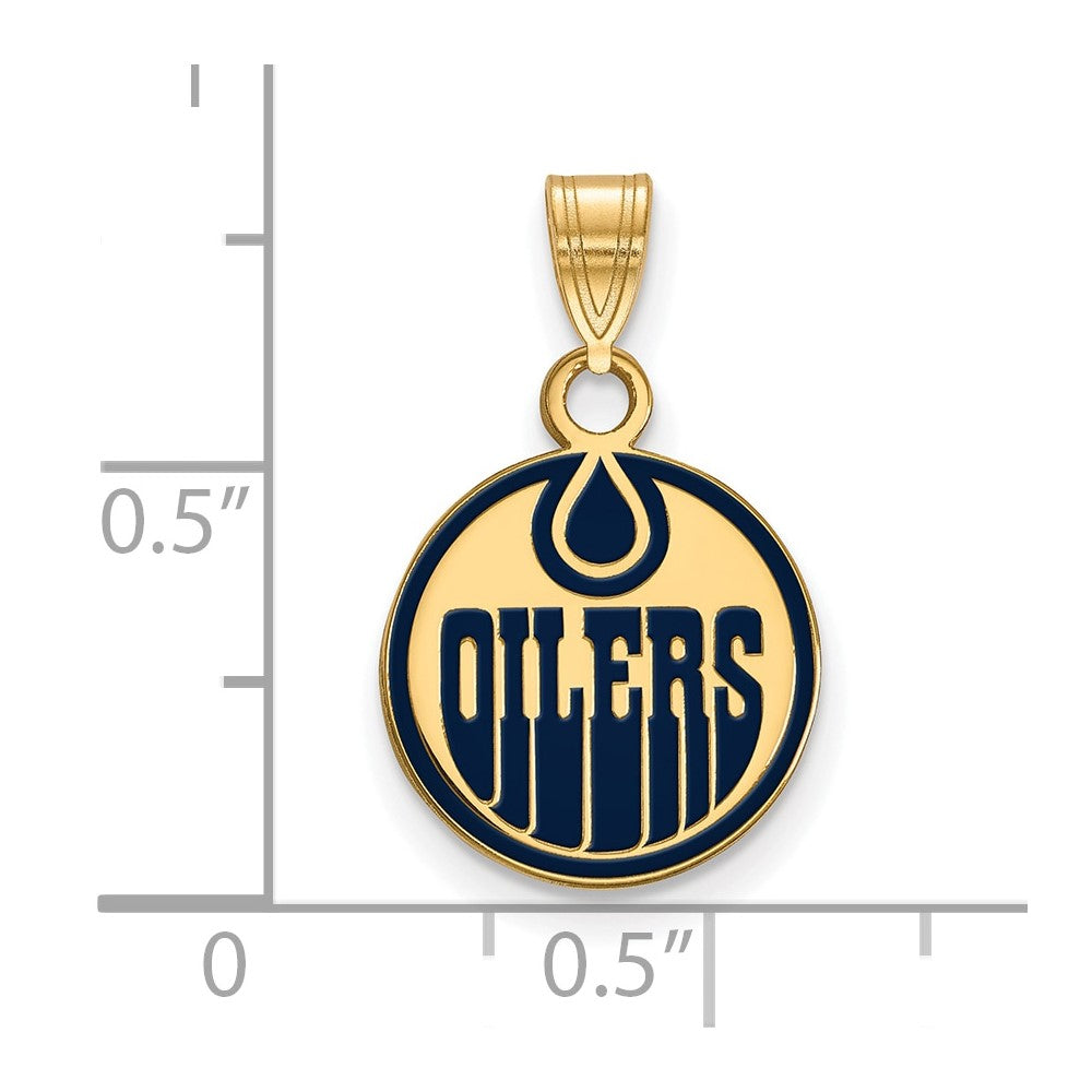 Sterling Silver Gold-plated NHL LogoArt Edmonton Oilers Small Enameled Pendant