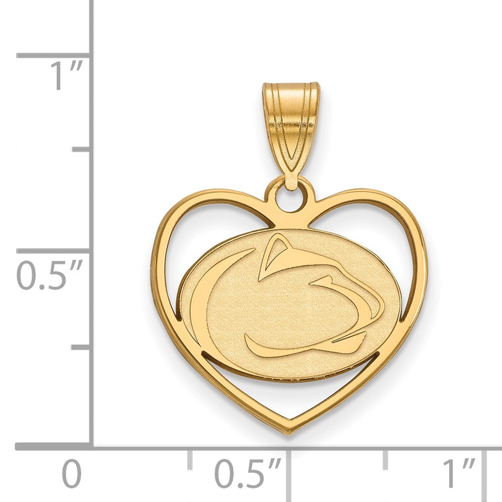 Sterling Silver Gold-plated LogoArt Penn State University Lion Heart Pendant