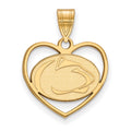 Sterling Silver Gold-plated LogoArt Penn State University Lion Heart Pendant