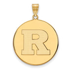 10k Gold LogoArt Rutgers University Letter R Extra Large Disc Pendant