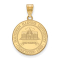 Sterling Silver Gold-plated LogoArt Southern Illinois University Large Crest Pendant