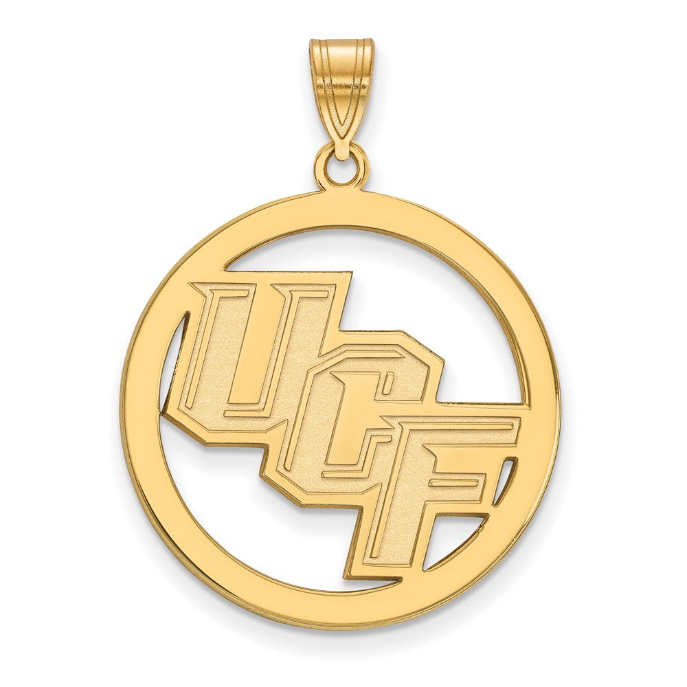 Sterling Silver Gold-plated LogoArt University of Central Florida U-C-F Extra Large Circle Pendant