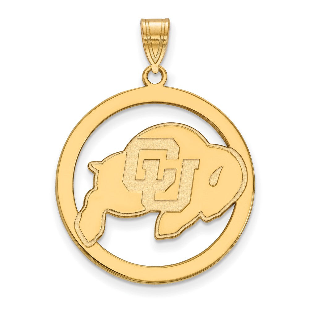 Sterling Silver Gold-plated LogoArt University of Colorado Buffalo Extra Large Circle Pendant