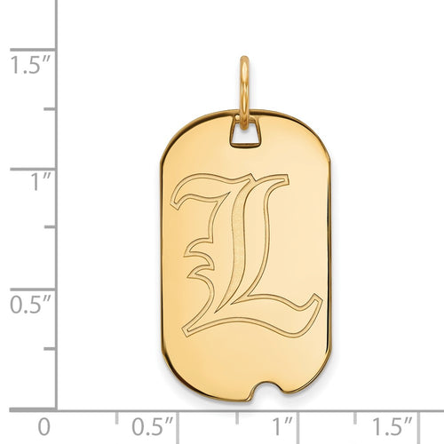 10k Gold LogoArt University of Louisville Letter L Small Dog Tag Pendant