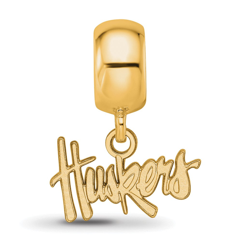 Sterling Silver Gold-plated LogoArt University of Nebraska Huskers Extra Small Dangle Bead Charm