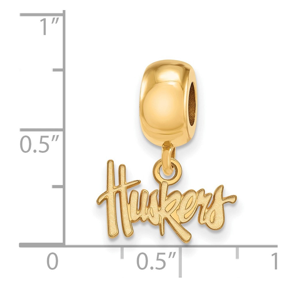 Sterling Silver Gold-plated LogoArt University of Nebraska Huskers Extra Small Dangle Bead Charm