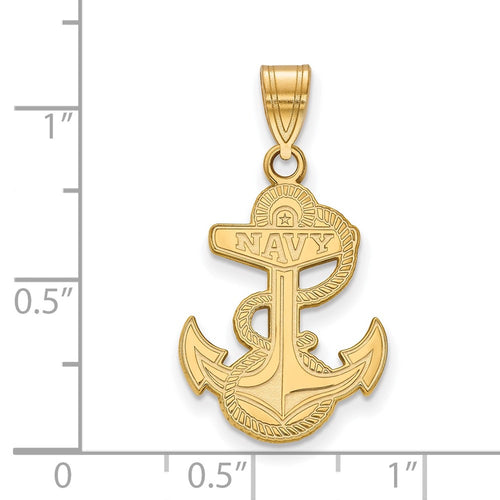 10k Gold LogoArt US Naval Academy Anchor Large Pendant