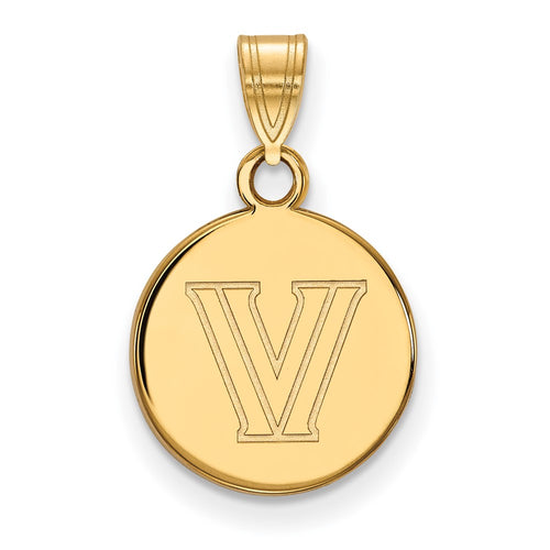 10k Gold LogoArt Villanova University Letter V Small Disc Pendant
