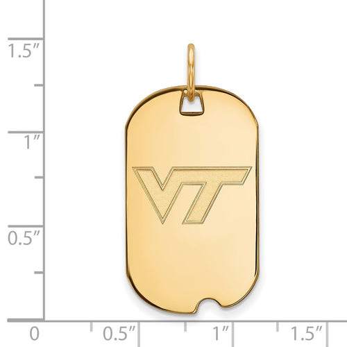 10k Gold LogoArt Virginia Tech V-T Small Dog Tag Pendant