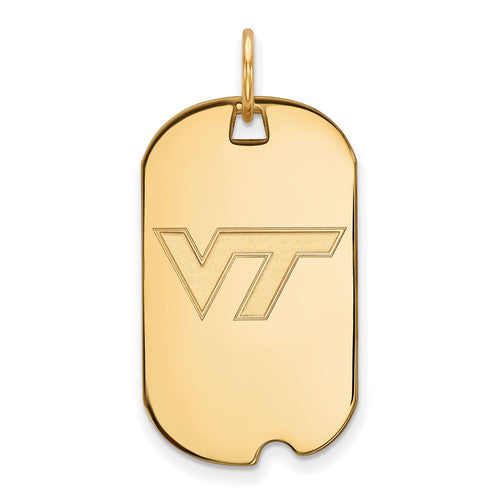 10k Gold LogoArt Virginia Tech V-T Small Dog Tag Pendant
