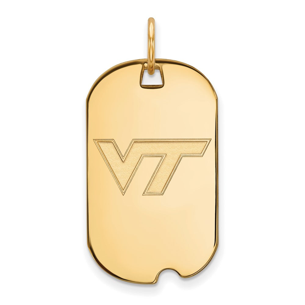 Sterling Silver Gold-plated LogoArt Virginia Tech V-T Small Dog Tag Pendant