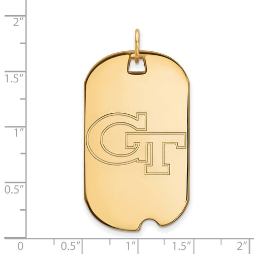 10k Gold LogoArt Georgia Institute of Technology G-T Large Dog Tag Pendant