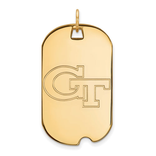 10k Gold LogoArt Georgia Institute of Technology G-T Large Dog Tag Pendant