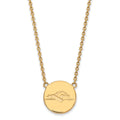Sterling Silver Gold-plated LogoArt Longwood University Horse Large Disc Pendant 18 inch Necklace