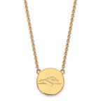 Sterling Silver Gold-plated LogoArt Longwood University Horse Large Disc Pendant 18 inch Necklace