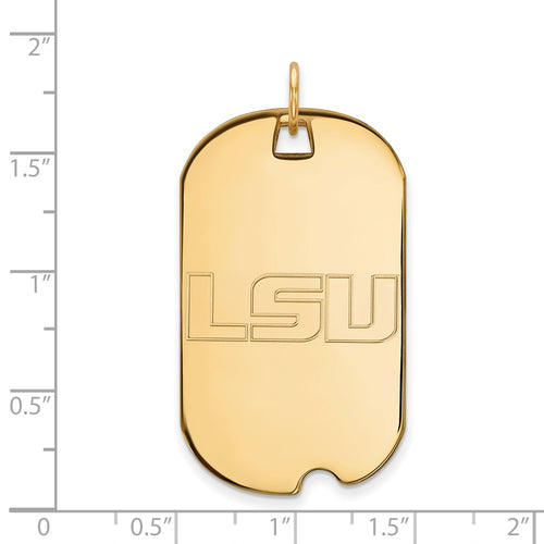 10k Gold LogoArt Louisiana State University L-S-U Large Dog Tag Pendant