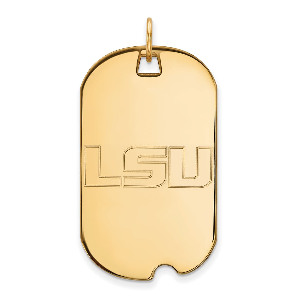 14k Gold LogoArt Louisiana State University L-S-U Large Dog Tag Pendant