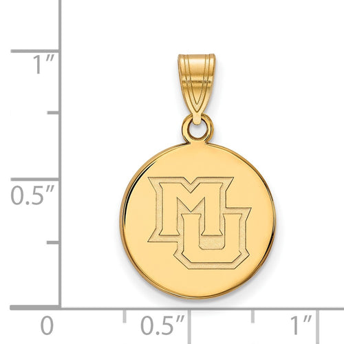 10k Gold LogoArt Marquette University M-U Medium Disc Pendant