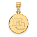 10k Gold LogoArt Marquette University M-U Medium Disc Pendant