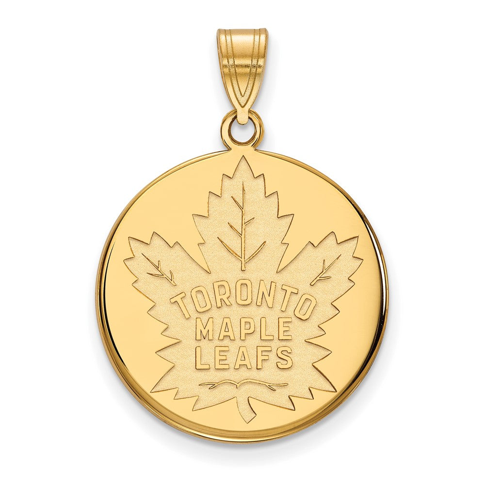Sterling Silver Gold-plated NHL LogoArt Toronto Maple Leafs Large Disc Pendant