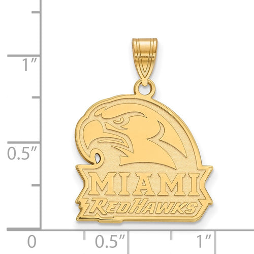 10k Gold LogoArt Miami University Ohio Redhawks Large Pendant