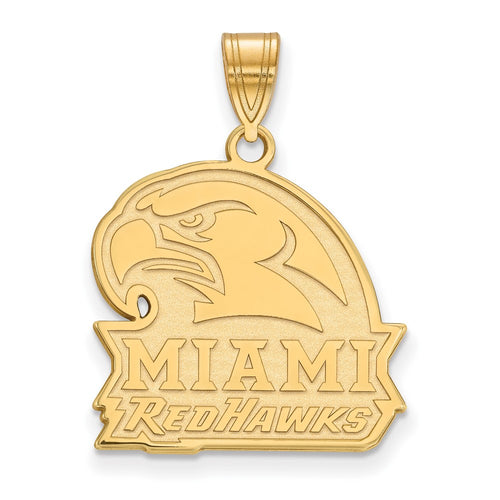 10k Gold LogoArt Miami University Ohio Redhawks Large Pendant