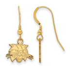 Sterling Silver Gold-plated LogoArt Ohio University Bobcat Extra Small Dangle Wire Earrings