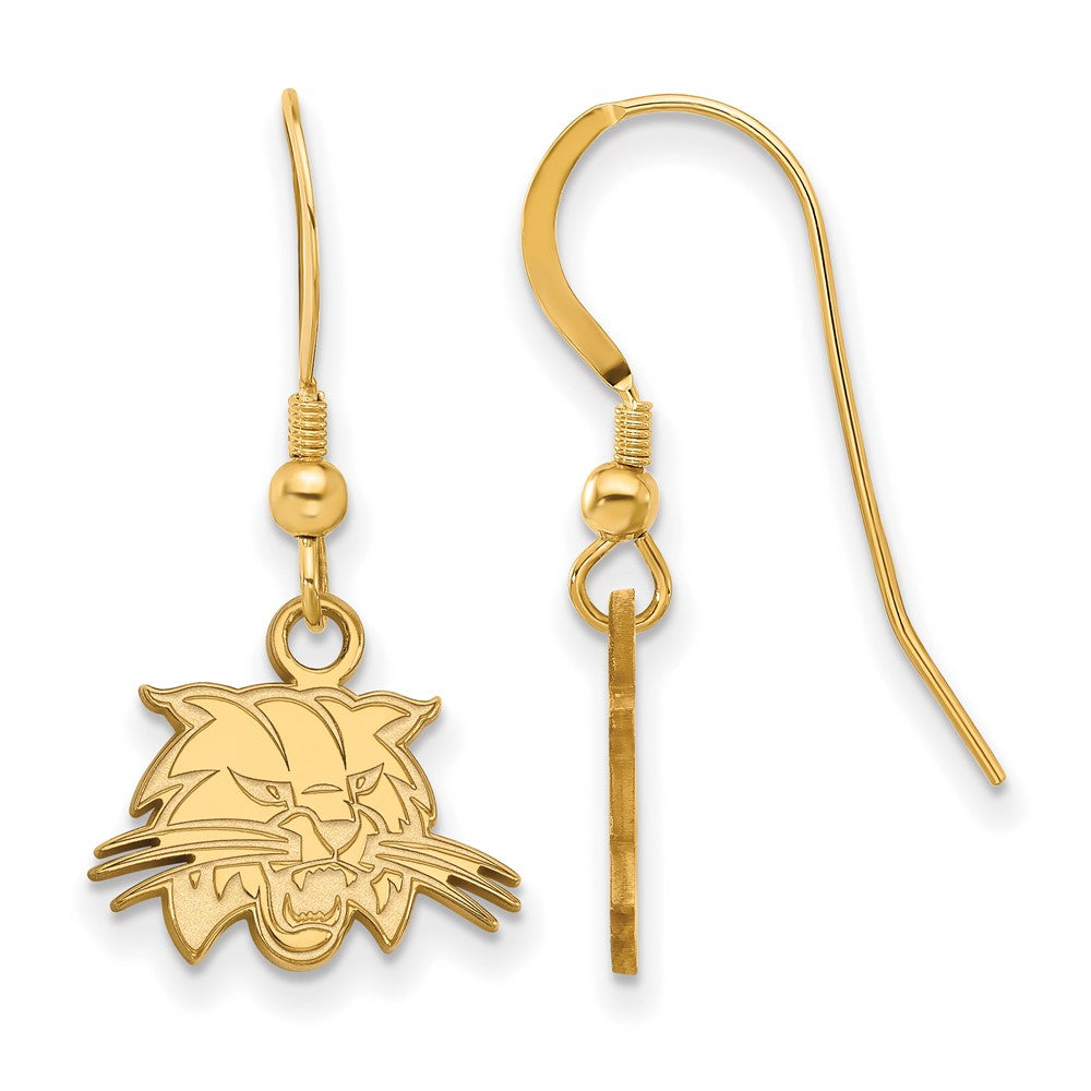 Sterling Silver Gold-plated LogoArt Ohio University Bobcat Extra Small Dangle Wire Earrings