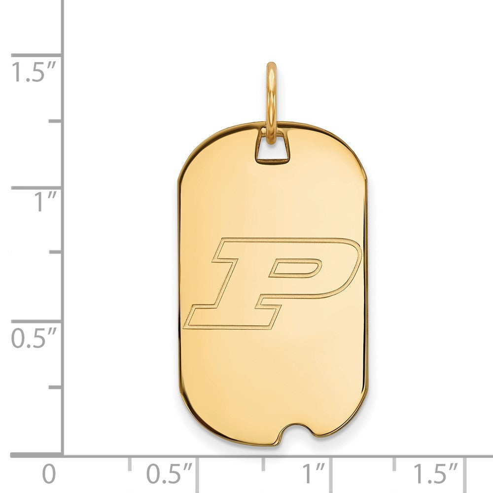 14k Gold LogoArt Purdue University Letter P Small Dog Tag Pendant