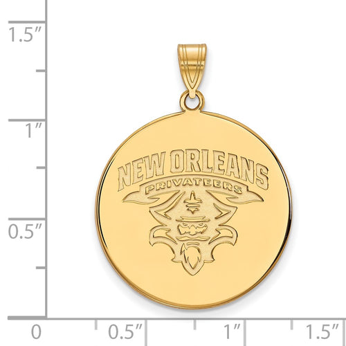 10k Gold LogoArt University of New Orleans Privateers Extra Large Disc Pendant