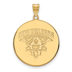 10k Gold LogoArt University of New Orleans Privateers Extra Large Disc Pendant