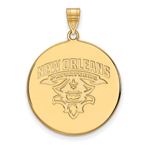 10k Gold LogoArt University of New Orleans Privateers Extra Large Disc Pendant