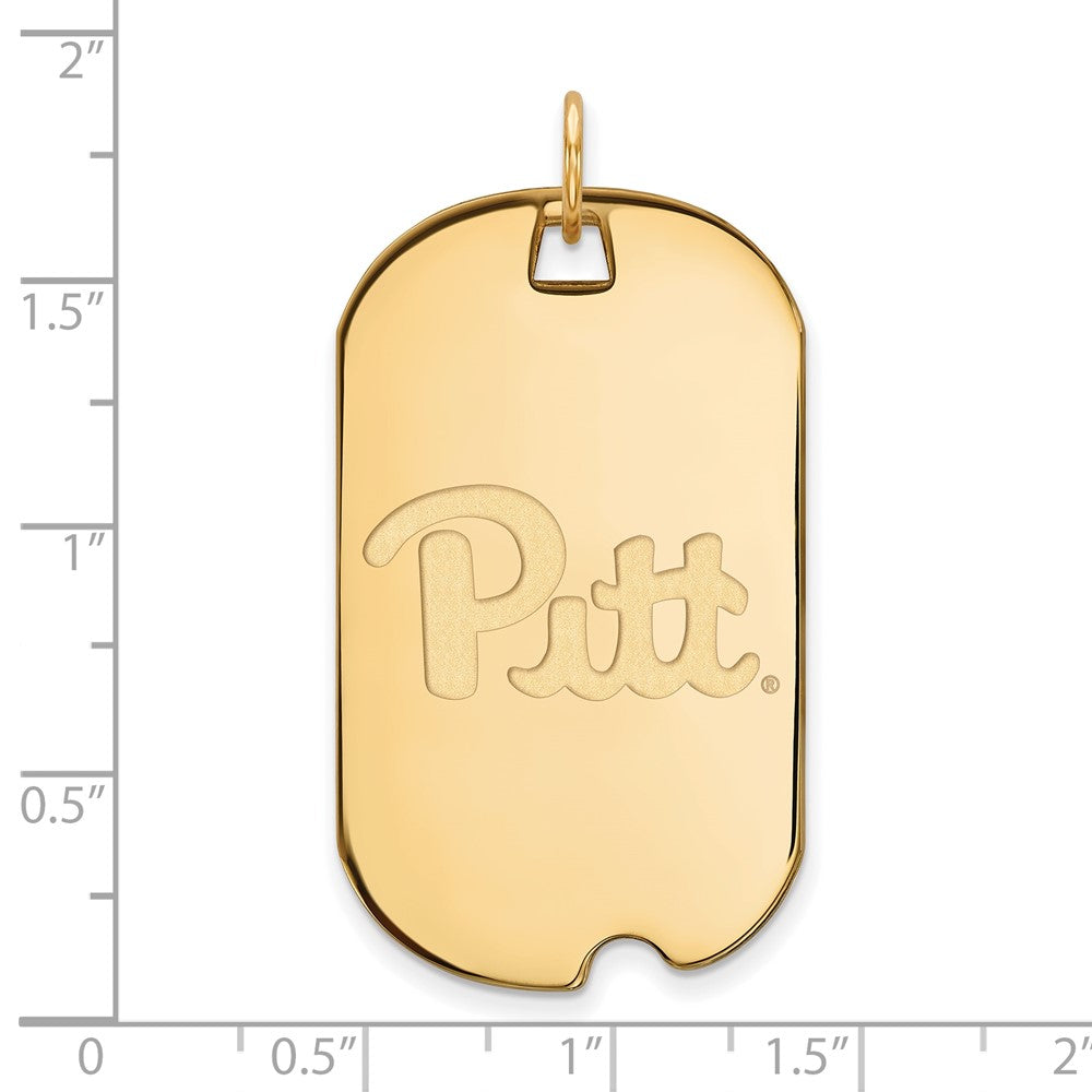 Sterling Silver Gold-plated LogoArt University of Pittsburgh Large Dog Tag Pendant
