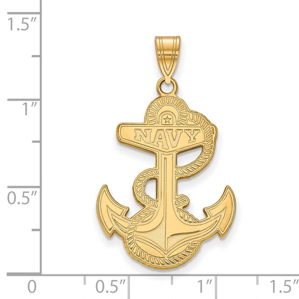14k Gold LogoArt US Naval Academy Anchor Extra Large Pendant
