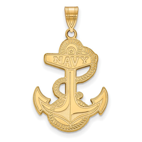 10k Gold LogoArt US Naval Academy Anchor Extra Large Pendant