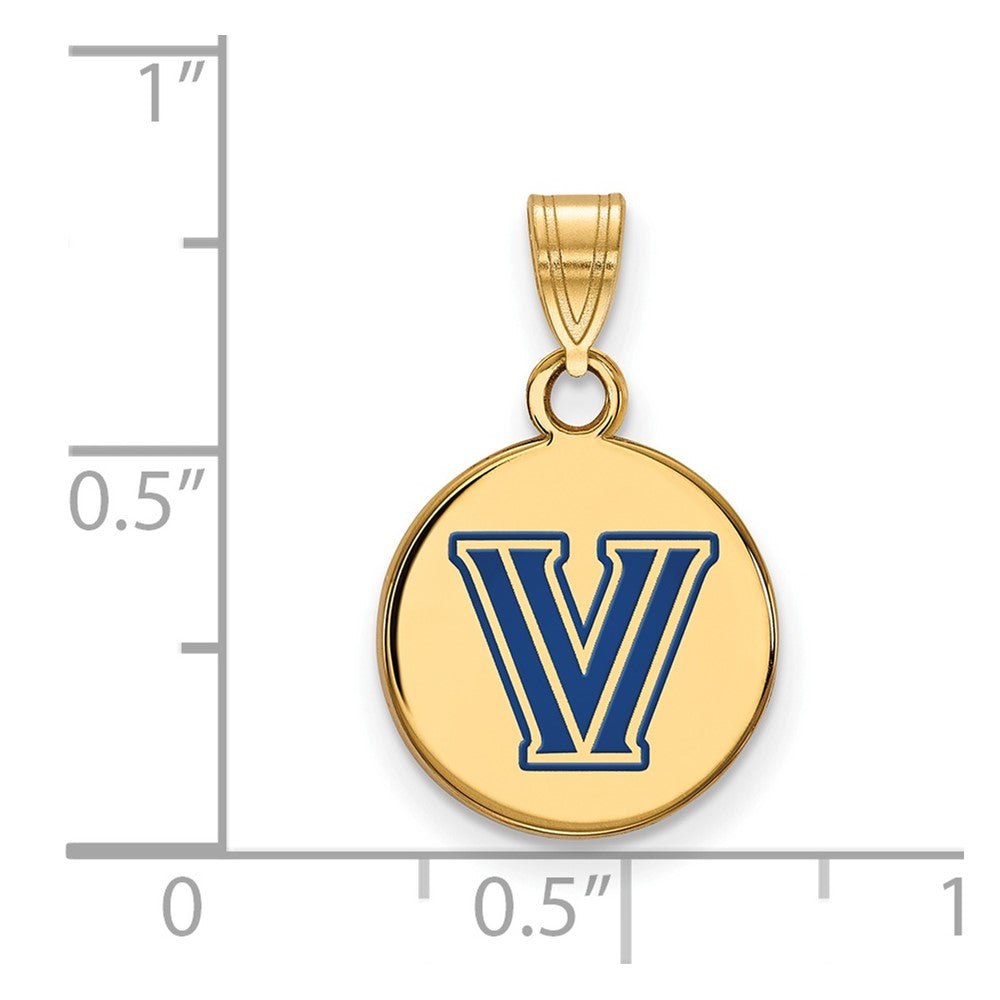 Sterling Silver Gold-plated LogoArt Villanova University Letter V Small Enameled Disc Pendant