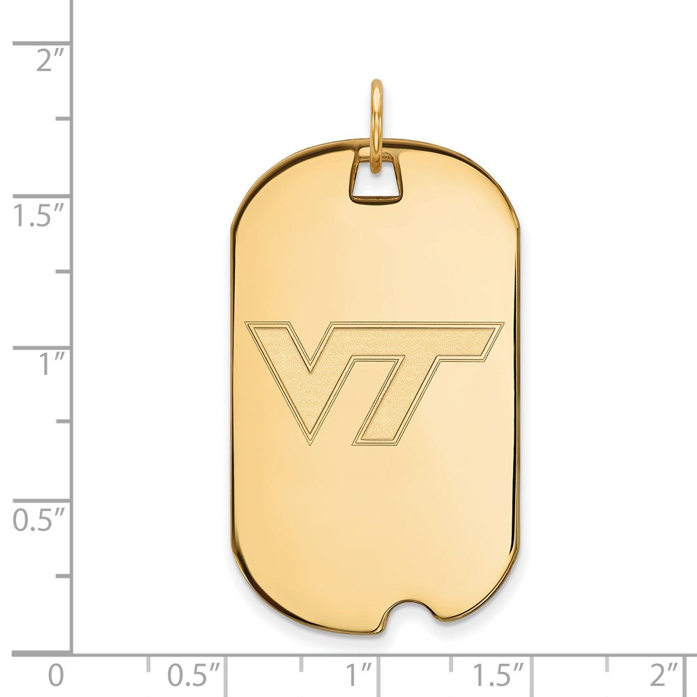 Sterling Silver Gold-plated LogoArt Virginia Tech V-T Large Dog Tag Pendant