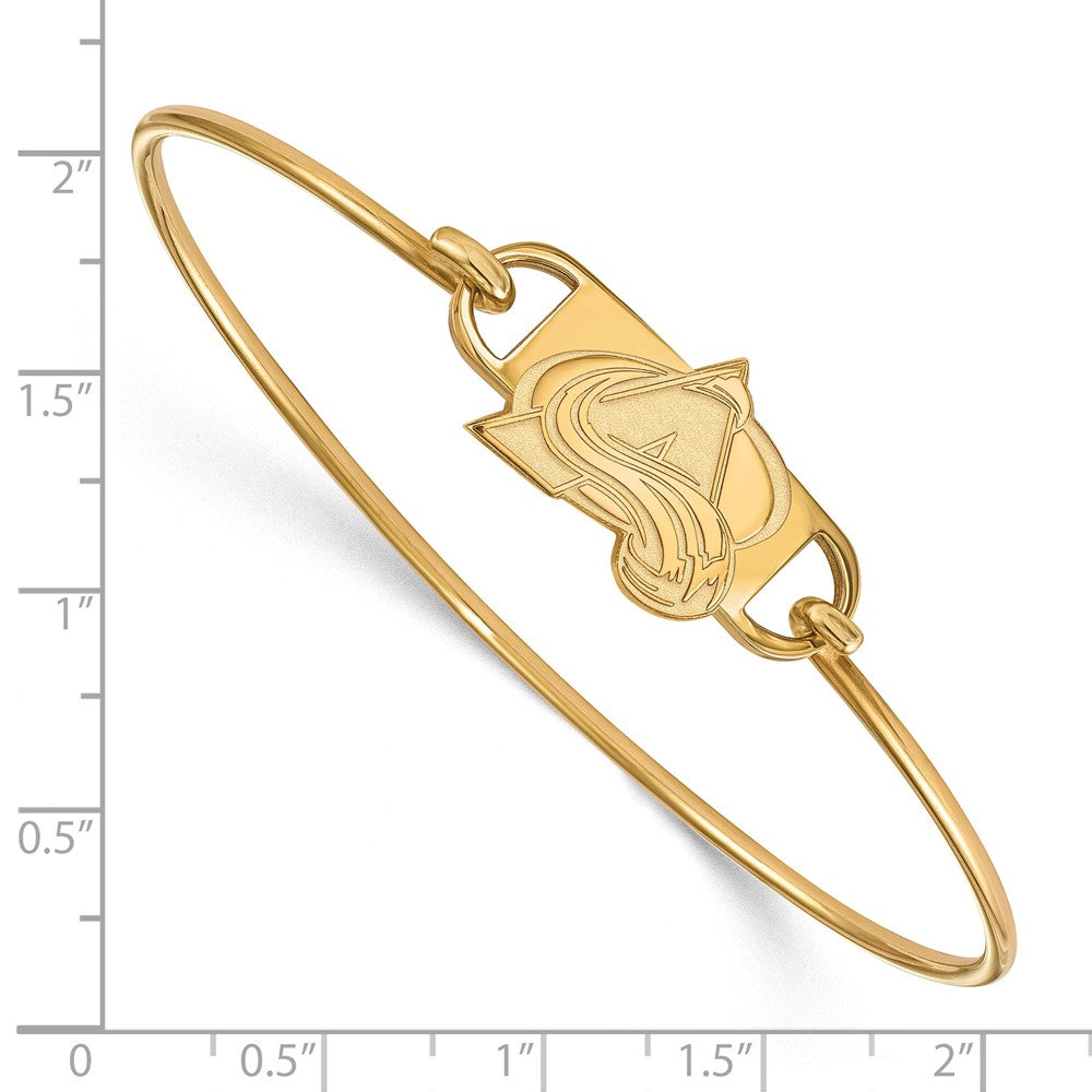 Sterling Silver Gold-plated NHL LogoArt Colorado Avalanche Letter A Small Center 7 inch Wire Bangle