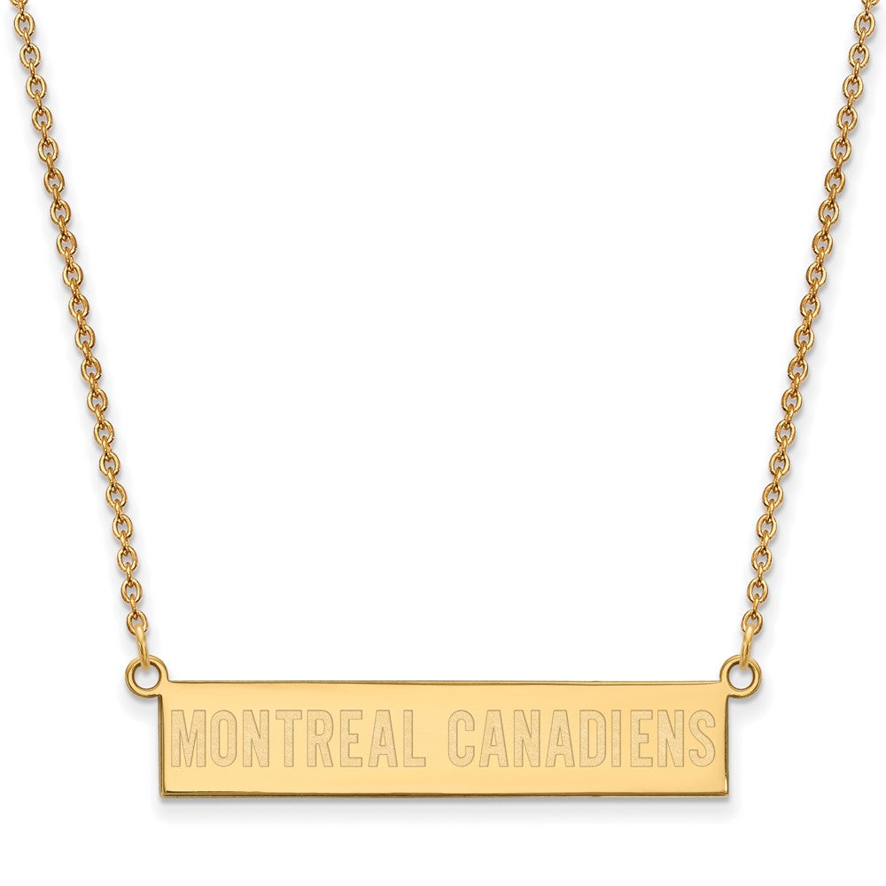 Sterling Silver Gold-plated NHL LogoArt Montreal Canadiens Small Bar 18 inch Necklace