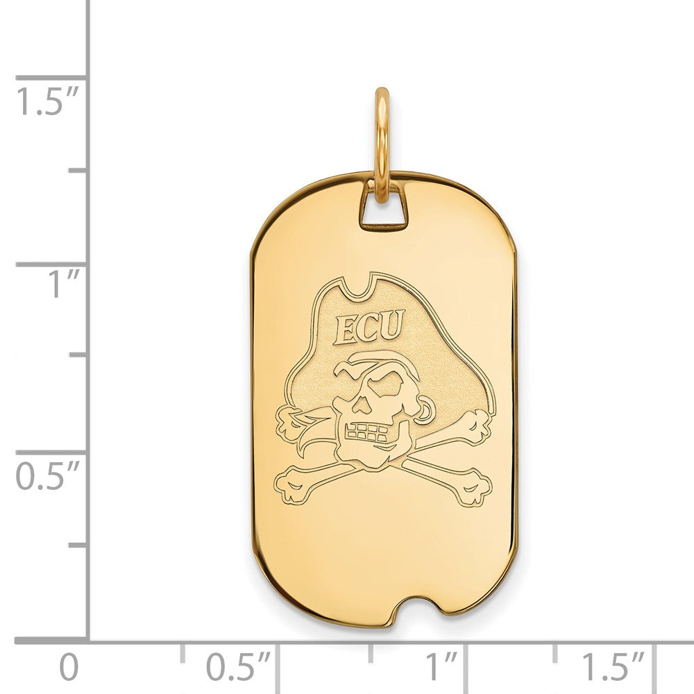 Sterling Silver Gold-plated LogoArt East Carolina University Pirate Small Dog Tag Pendant