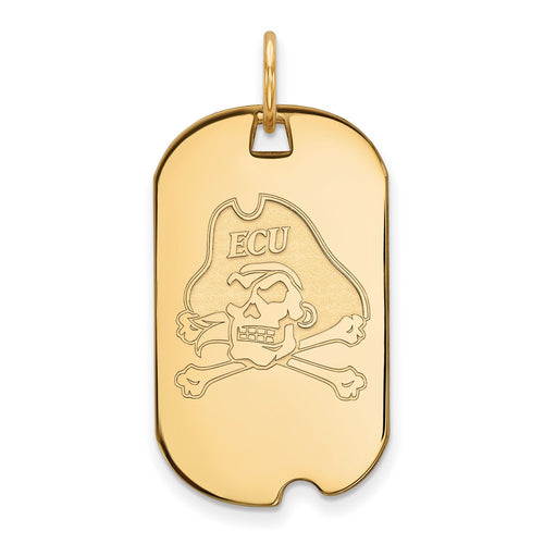 10k Gold LogoArt East Carolina University Pirate Small Dog Tag Pendant