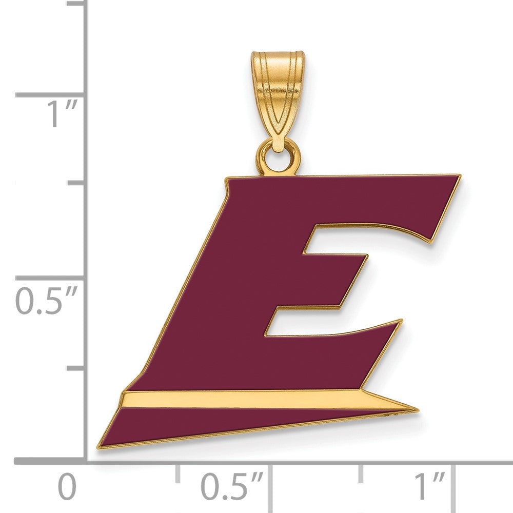 Sterling Silver Gold-plated LogoArt Eastern Kentucky University Letter E Large Enameled Pendant