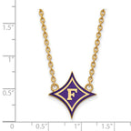 Sterling Silver Gold-plated LogoArt Furman U Large Enameled Pendant 18 inch Necklace